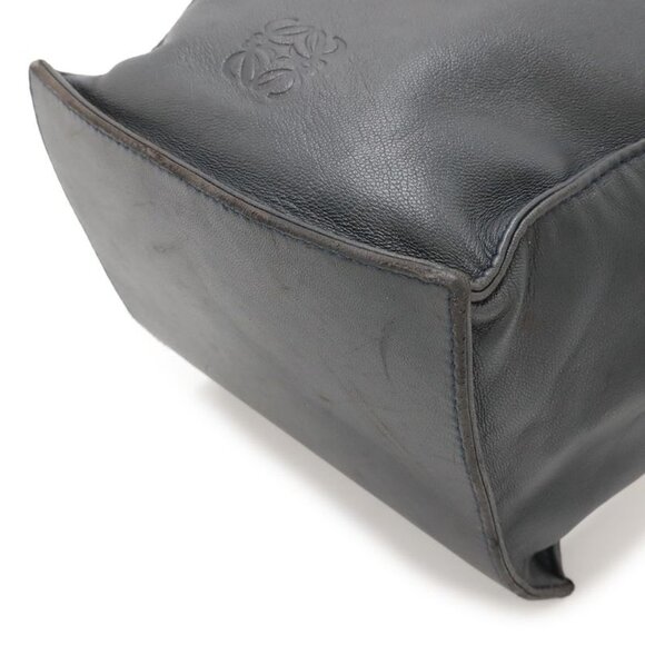 LOEWE Anagram Leather Canvas Shoulder Bag Crossbody Black  Loewe Anagram Pochette Shoulder Bag Draw String One Shoulder Leather Dark Navy